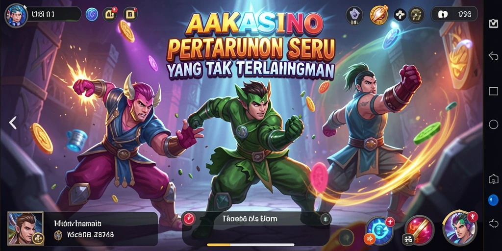 Gameplay AAKASINO yang menampilkan pertarungan epik antar karakter.