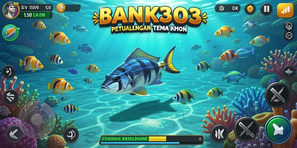 Tampilan gameplay seru dari BANK303 dengan ikan-ikan yang beraneka ragam.