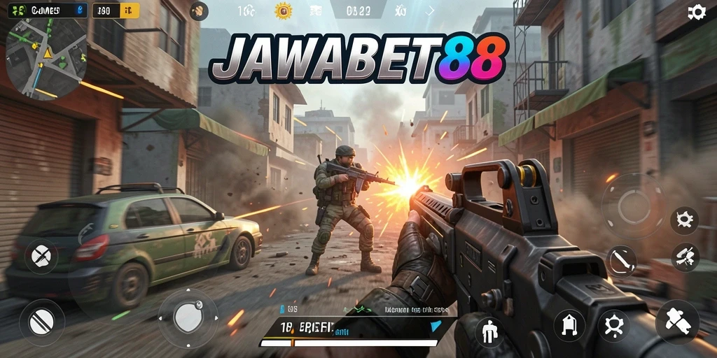 Tampilan gameplay menegangkan dalam JAWABET88 saat bertarung melawan musuh.