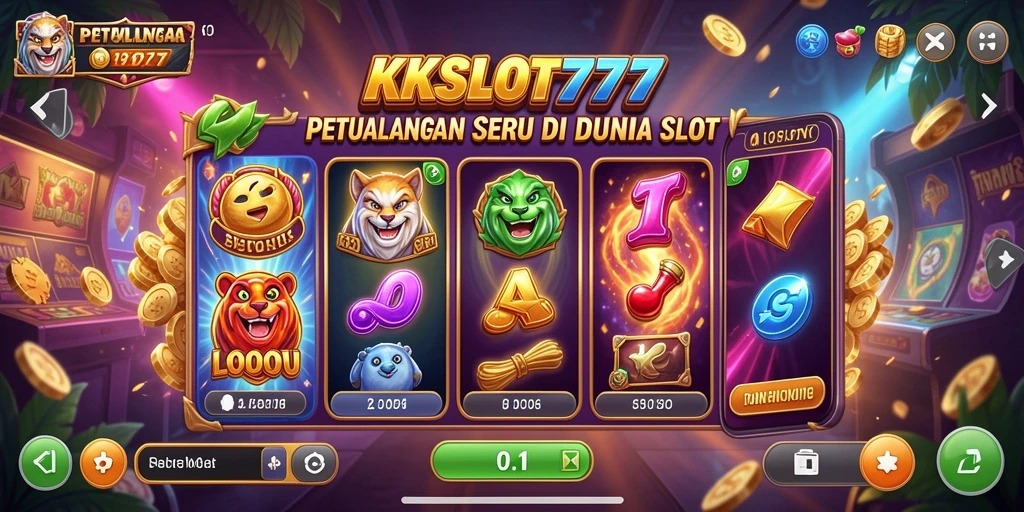 Tampilan gameplay KKSLOT777 yang penuh warna dan mendebarkan.