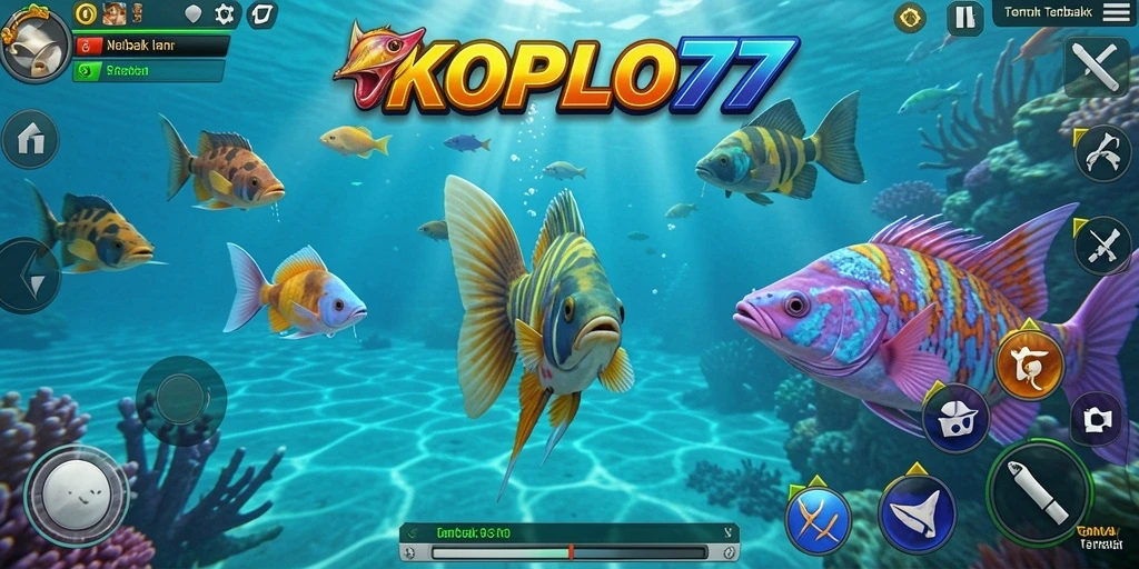 Tampilan gameplay KOPLO77 yang seru dengan berbagai ikan.