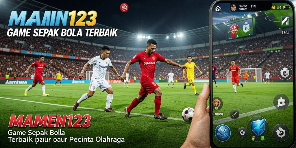 Tampilan aktif gameplay MAMEN123 dengan tindakan sepak bola yang seru.