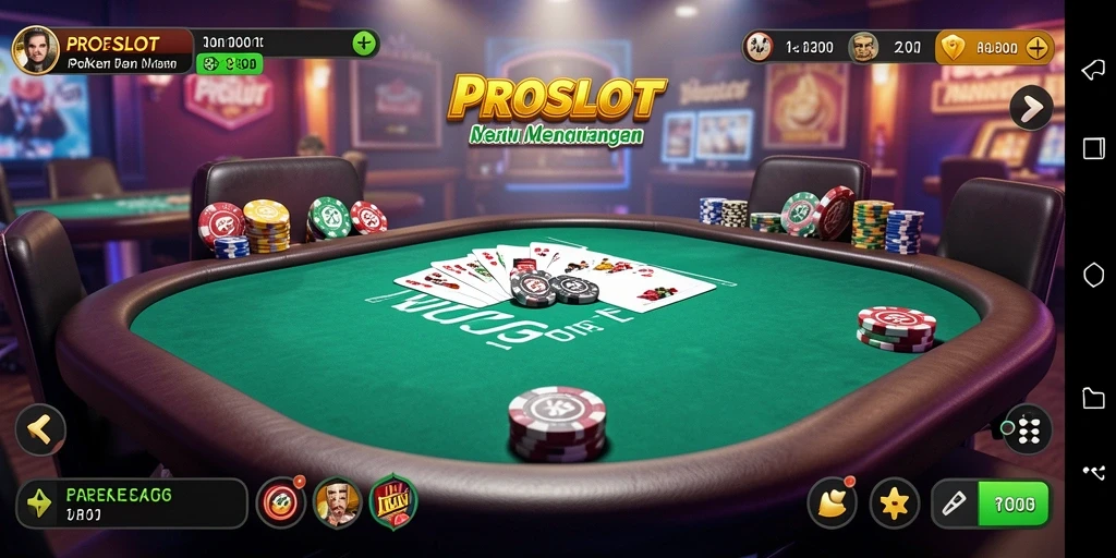 Screenshot gameplay PROSLOT menampilkan pemain yang sedang asyik bermain poker.