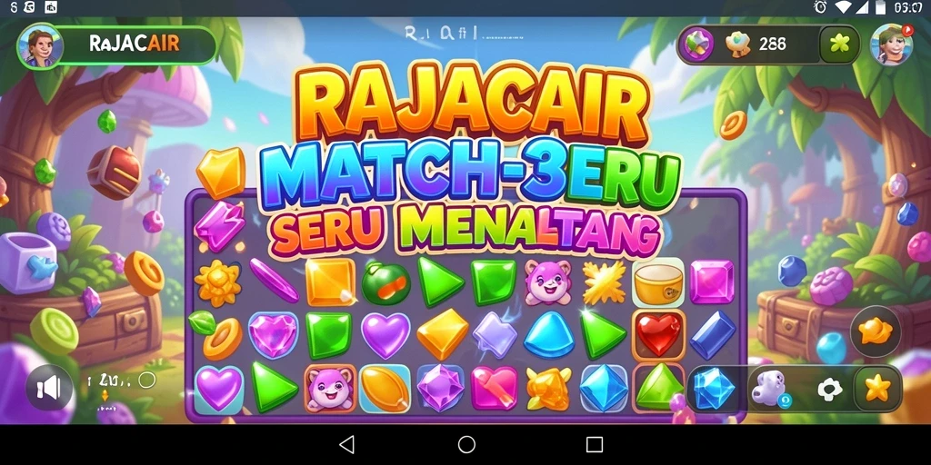 Tampilan menakjubkan dari gameplay RAJACAIR Match-3.