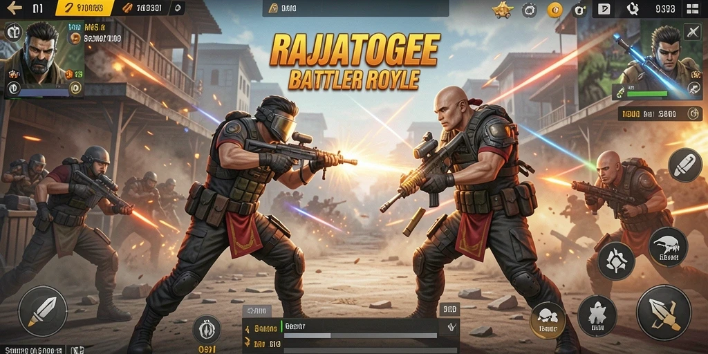 Tampilan gameplay pertempuran intens di RAJATOGEL.