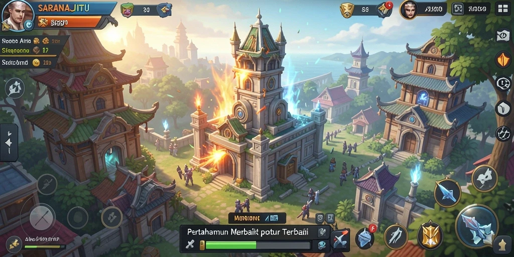 Tampilan gameplay SARANAJITU yang seru dalam Tower Defense.