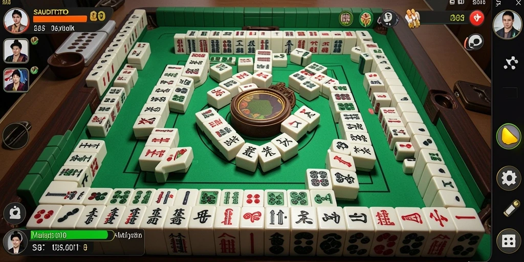 Tangkapan layar menunjukkan gameplay Mahjong dalam SAUDITOTO.