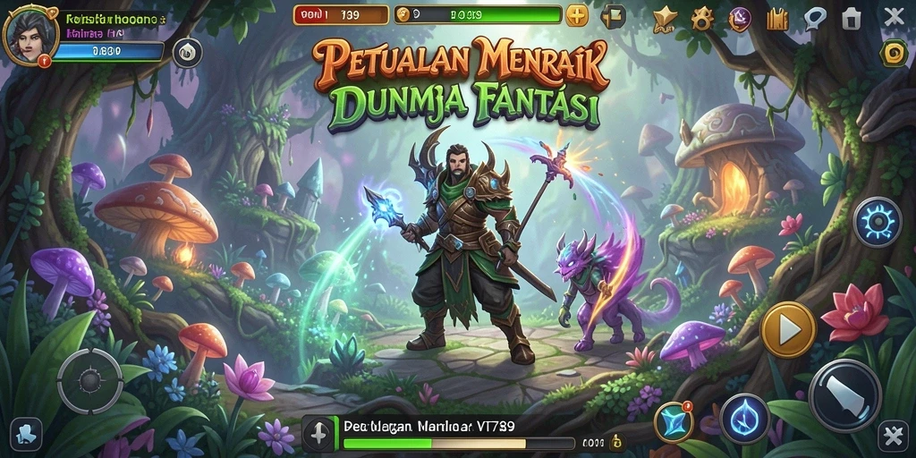 Screenshot gameplay VT789 menampilkan petualangan seru di dunia fantasi.